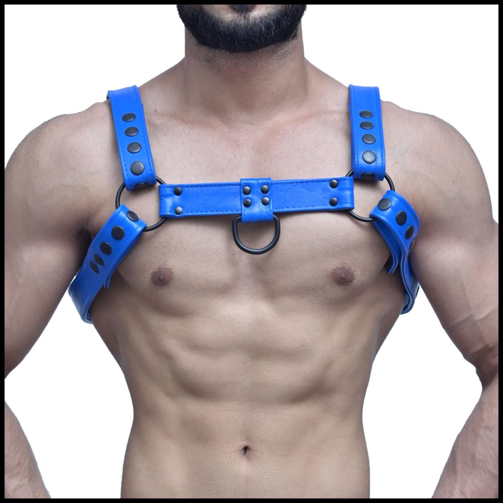 Genuine Leather Chest Harness Adjustable Straps Modern Edgy Accessory Buckles